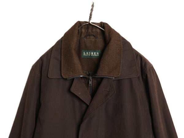 90s ローレン ラルフローレン ステンカラー コート メンズ S M / オールド ポロ ウール 脱着 中綿 ライナー付き ハーフコート バルマカーン