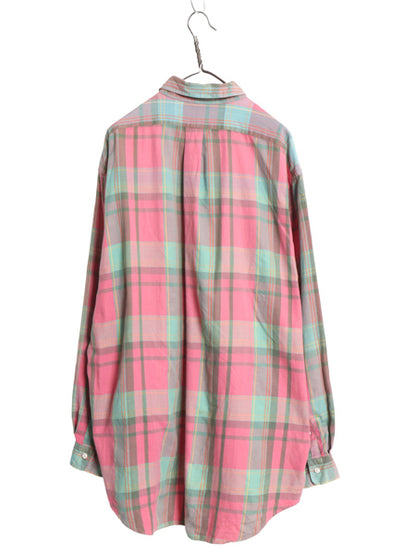 90s BIG SHIRT ラルフローレン チェック ボタンダウン シャツ メンズ L / オールド ポロ ワンポイント ゆったり カジュアル マルチカラー