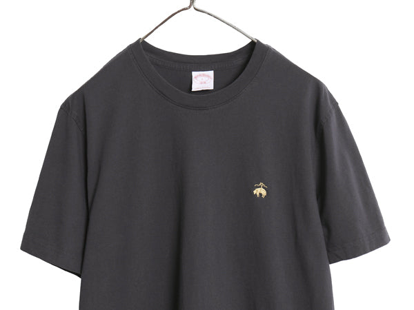 ブルックスブラザーズ 半袖 Tシャツ メンズ L ワンポイント ロゴ刺繍 カットソー コットン シンプル トップス ボックス ゆったり ブラック