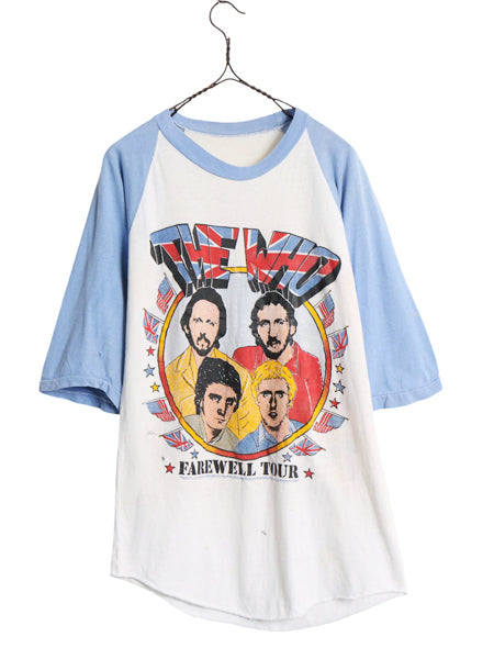 80s パキ綿 ★ The Who イラスト プリント ベースボール Tシャツ メンズ M レディース L 程 古着 ヴィンテージ バンド ロック モッズ 7分袖