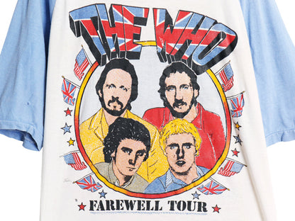 80s パキ綿 ★ The Who イラスト プリント ベースボール Tシャツ メンズ M レディース L 程 古着 ヴィンテージ バンド ロック モッズ 7分袖