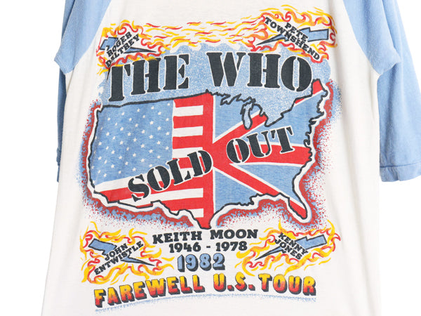 80s パキ綿 ★ The Who イラスト プリント ベースボール Tシャツ メンズ M レディース L 程 古着 ヴィンテージ バンド ロック モッズ 7分袖