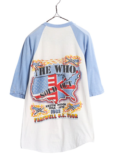 80s パキ綿 ★ The Who イラスト プリント ベースボール Tシャツ メンズ M レディース L 程 古着 ヴィンテージ バンド ロック モッズ 7分袖