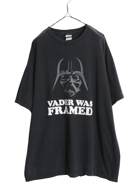 00s ★ スターウォーズ ダースベイダー イラスト プリント Tシャツ メンズ XXL 程 / オールド オフィシャル ムービー 映画 キャラクター 黒
