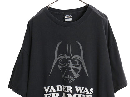 00s ★ スターウォーズ ダースベイダー イラスト プリント Tシャツ メンズ XXL 程 / オールド オフィシャル ムービー 映画 キャラクター 黒