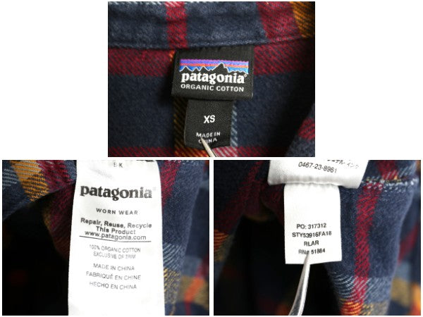 パタゴニア ロングスリーブ フィヨルド 長袖 フランネル シャツ レディース XS / 古着 18年製 チェック オーガニック コットン ネルシャツ