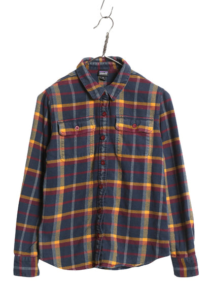 パタゴニア ロングスリーブ フィヨルド 長袖 フランネル シャツ レディース XS / 古着 18年製 チェック オーガニック コットン ネルシャツ