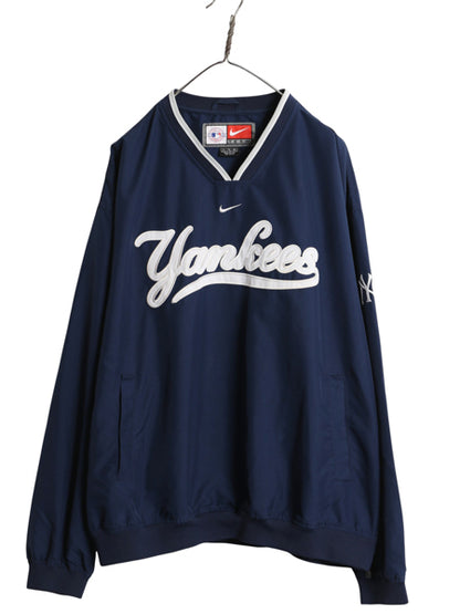 ナイキ ヤンキース ナイロン ジャケット メンズ XL MLB オフィシャル スウッシュ プルオーバー スタジャン ブルゾン 大リーグ 大きいサイズ