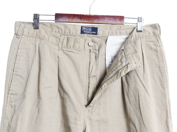 90s USA製 ポロ ラルフローレン コットン チノ パンツ メンズ 実寸 36 31.5 オールド スラックス チノパン ポロチノ ストレート ツータック