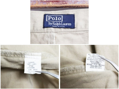 90s USA製 ポロ ラルフローレン コットン チノ パンツ メンズ 実寸 36 31.5 オールド スラックス チノパン ポロチノ ストレート ツータック