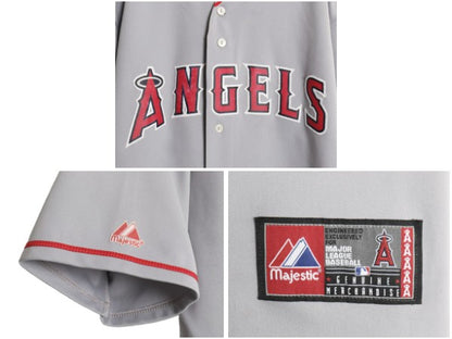 エンゼルス ベースボール シャツ メンズ XXL 程/ MLB オフィシャル マジェスティック 大リーグ ユニフォーム 重ね着 ジャージ 大きいサイズ