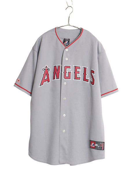 エンゼルス ベースボール シャツ メンズ XXL 程/ MLB オフィシャル マジェスティック 大リーグ ユニフォーム 重ね着 ジャージ 大きいサイズ
