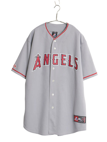 エンゼルス ベースボール シャツ メンズ XXL 程/ MLB オフィシャル マジェスティック 大リーグ ユニフォーム 重ね着 ジャージ 大きいサイズ