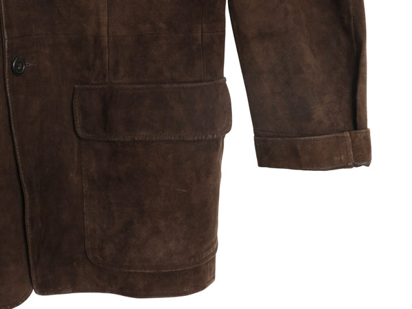 00s ポロ ラルフローレン 本革 ヌバック レザー テーラード ジャケット メンズ L / 古着 オールド 革ジャン ノーフォーク ハンティング 茶