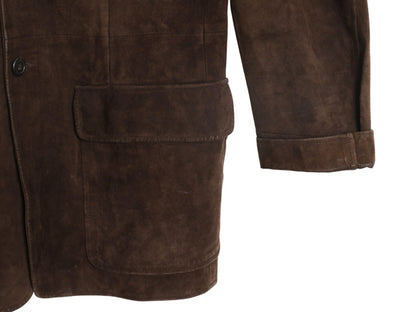 00s ポロ ラルフローレン 本革 ヌバック レザー テーラード ジャケット メンズ L / 古着 オールド 革ジャン ノーフォーク ハンティング 茶