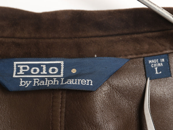 00s ポロ ラルフローレン 本革 ヌバック レザー テーラード ジャケット メンズ L / 古着 オールド 革ジャン ノーフォーク ハンティング 茶