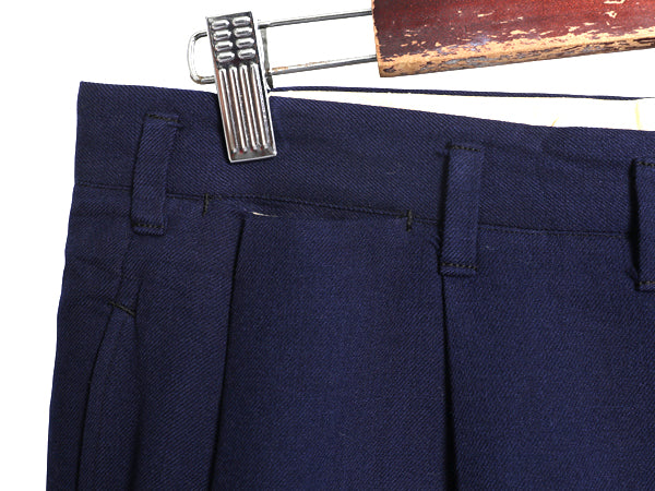 50s ウール スラックス パンツ メンズ 実寸 34 27 古着 ヴィンテージ ツータック ストレート トラウザー アルミ TALON ネイビー トラッド