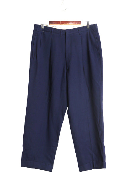 50s ウール スラックス パンツ メンズ 実寸 34 27 古着 ヴィンテージ ツータック ストレート トラウザー アルミ TALON ネイビー トラッド