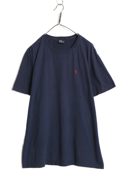 90s ポロ ラルフローレン 半袖 Tシャツ メンズ XL / オールド コットン ワンポイント カットソー シンプル トップス 大きいサイズ ネイビー