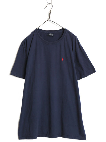90s ポロ ラルフローレン 半袖 Tシャツ メンズ XL / オールド コットン ワンポイント カットソー シンプル トップス 大きいサイズ ネイビー