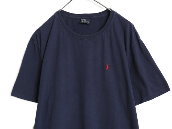 90s ポロ ラルフローレン 半袖 Tシャツ メンズ XL / オールド コットン ワンポイント カットソー シンプル トップス 大きいサイズ ネイビー