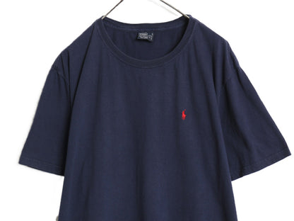 90s ポロ ラルフローレン 半袖 Tシャツ メンズ XL / オールド コットン ワンポイント カットソー シンプル トップス 大きいサイズ ネイビー