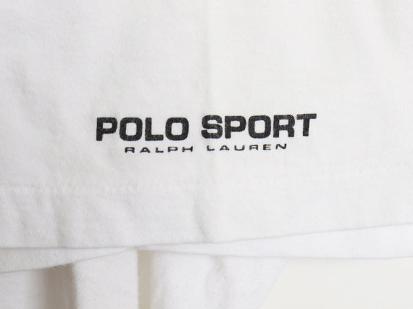 90s ポロスポーツ ラルフローレン プリント 半袖 Tシャツ メンズ XL / オールド グラフィック 星条旗 シングルステッチ 大きいサイズ 白