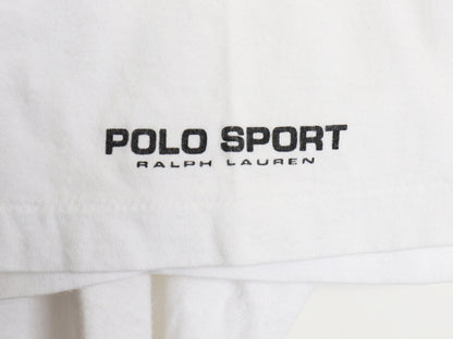 90s ポロスポーツ ラルフローレン プリント 半袖 Tシャツ メンズ XL / オールド グラフィック 星条旗 シングルステッチ 大きいサイズ 白