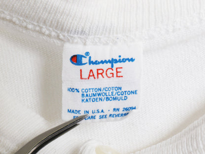 80s USA製 チャンピオン ヘンリーネック 長袖 Tシャツ メンズ L / ヴィンテージ ロンT ロングスリーブ スクリプト ワンポイント カットソー