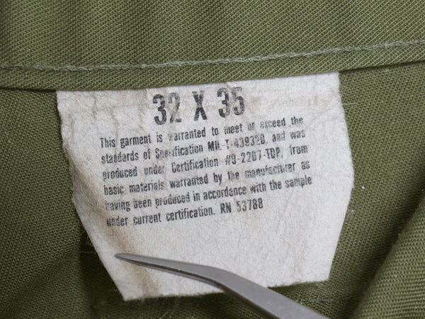 80's USA製 民間 US ARMY ベイカー パンツ 32 35 古着 ヴィンテージ ミリタリー ファティーグ トラウザー ストレート OG-507 軍物 オリーブ