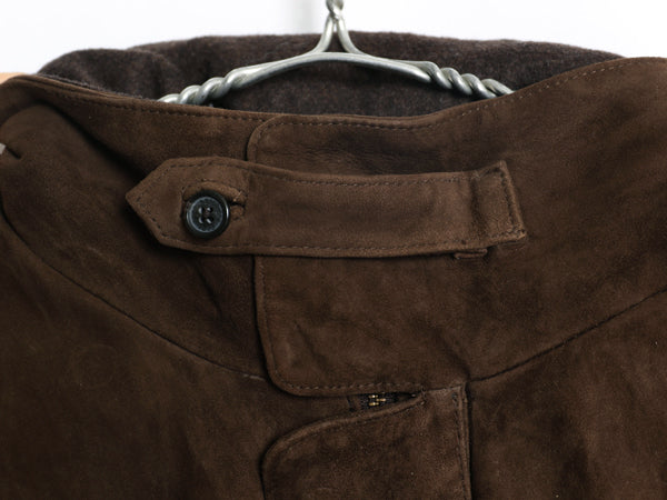 ブルックスブラザーズ 本革 ヌバック レザー ハーフ コート メンズ L / 革ジャン ジャケット ウール カシミヤ ライナー付き フルジップ 茶