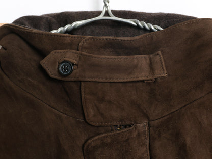 ブルックスブラザーズ 本革 ヌバック レザー ハーフ コート メンズ L / 革ジャン ジャケット ウール カシミヤ ライナー付き フルジップ 茶