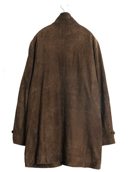 ブルックスブラザーズ 本革 ヌバック レザー ハーフ コート メンズ L / 革ジャン ジャケット ウール カシミヤ ライナー付き フルジップ 茶