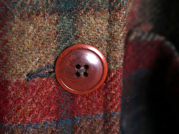 90s ウールリッチ チェック カーコート レディース L 古着 オールド ウール Pコート ダブルブレスト ジャケット ハーフ コート ベルト付き