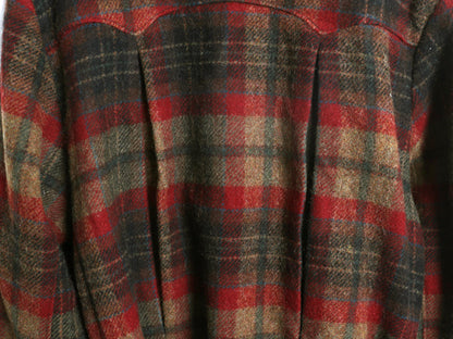 90s ウールリッチ チェック カーコート レディース L 古着 オールド ウール Pコート ダブルブレスト ジャケット ハーフ コート ベルト付き