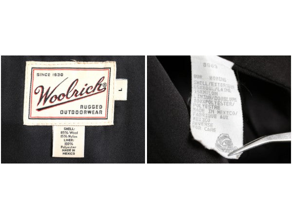 90s ウールリッチ チェック カーコート レディース L 古着 オールド ウール Pコート ダブルブレスト ジャケット ハーフ コート ベルト付き