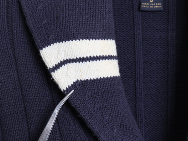 ブルックスブラザーズ ショールカラー ニット カーディガン メンズ M 古着 セーター コットン リブ編み 針抜き ポケット付き 羽織り 前開き