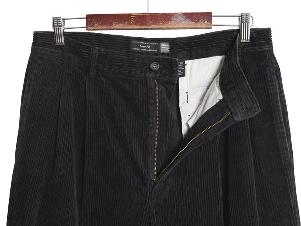 00s オールド ギャップ 太畝 コーデュロイ パンツ メンズ 33 30 / ストレート ツータック コットン スラックス ボトムス 裾ダブル ブラック