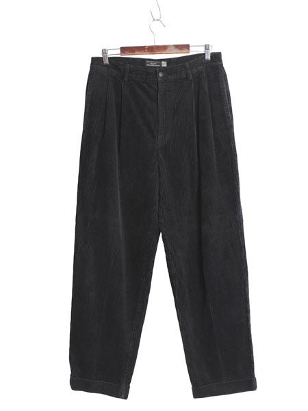00s オールド ギャップ 太畝 コーデュロイ パンツ メンズ 33 30 / ストレート ツータック コットン スラックス ボトムス 裾ダブル ブラック