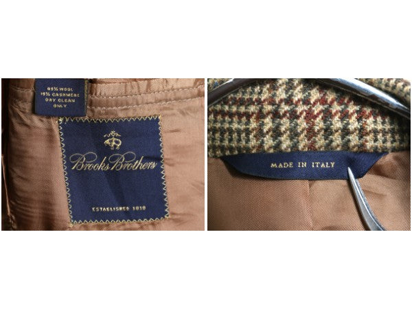 デッドストック イタリア製 ブルックスブラザーズ テーラード ジャケット メンズ M 新品 ウール カシミヤ ブレザー チェック マルチカラー