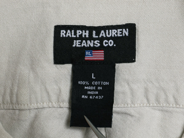 ポロジーンズ ラルフローレン 長袖 ボタンダウン シャツ メンズ L ポロ オックスフォード 長袖シャツ コットン ポケット付き ワンポイント