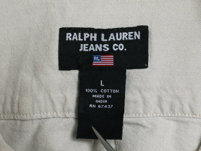 ポロジーンズ ラルフローレン 長袖 ボタンダウン シャツ メンズ L ポロ オックスフォード 長袖シャツ コットン ポケット付き ワンポイント