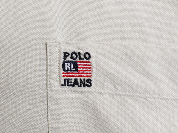 ポロジーンズ ラルフローレン 長袖 ボタンダウン シャツ メンズ L ポロ オックスフォード 長袖シャツ コットン ポケット付き ワンポイント
