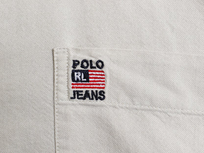 ポロジーンズ ラルフローレン 長袖 ボタンダウン シャツ メンズ L ポロ オックスフォード 長袖シャツ コットン ポケット付き ワンポイント