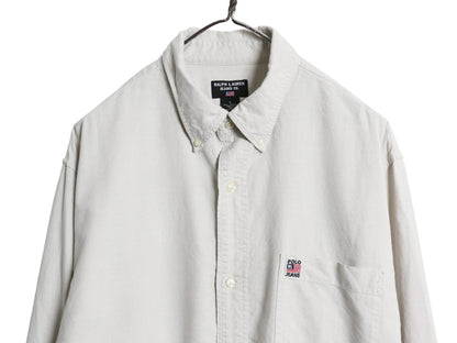 ポロジーンズ ラルフローレン 長袖 ボタンダウン シャツ メンズ L ポロ オックスフォード 長袖シャツ コットン ポケット付き ワンポイント