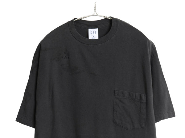 90s USA製 オールド ギャップ ポケット付き 無地 半袖 Tシャツ メンズ M / シングルステッチ ヘビーウェイト コットン ポケT 雰囲気系 黒