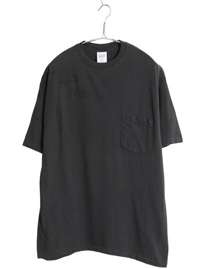 90s USA製 オールド ギャップ ポケット付き 無地 半袖 Tシャツ メンズ M / シングルステッチ ヘビーウェイト コットン ポケT 雰囲気系 黒