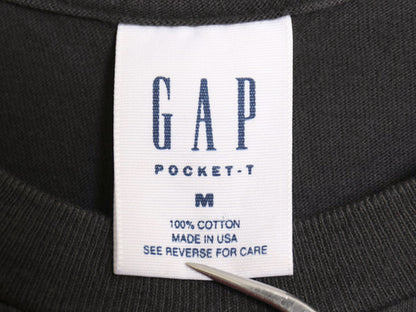 90s USA製 オールド ギャップ ポケット付き 無地 半袖 Tシャツ メンズ M / シングルステッチ ヘビーウェイト コットン ポケT 雰囲気系 黒