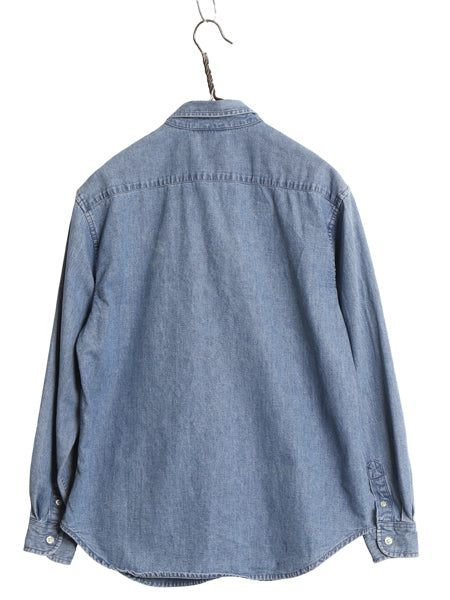 90s ローレン ラルフローレン ボタンダウン 長袖 デニム シャツ レディース M オールド ポロ コットン 長袖シャツ カジュアル ワンポイント