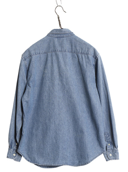90s ローレン ラルフローレン ボタンダウン 長袖 デニム シャツ レディース M オールド ポロ コットン 長袖シャツ カジュアル ワンポイント